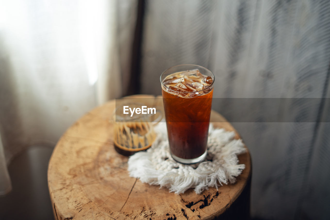 high angle view of drink on table