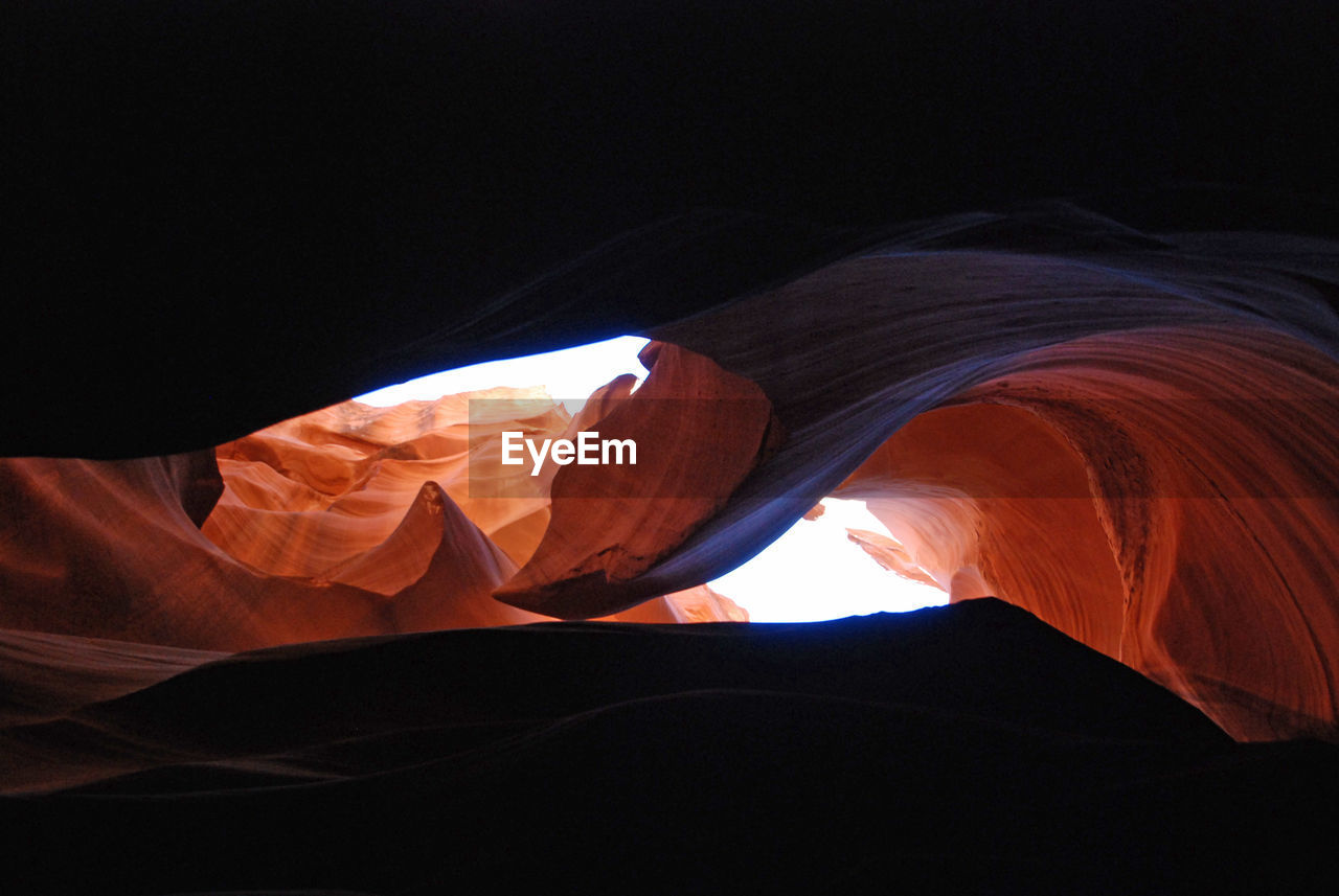 Low angle view of rock formations at antelope canyon