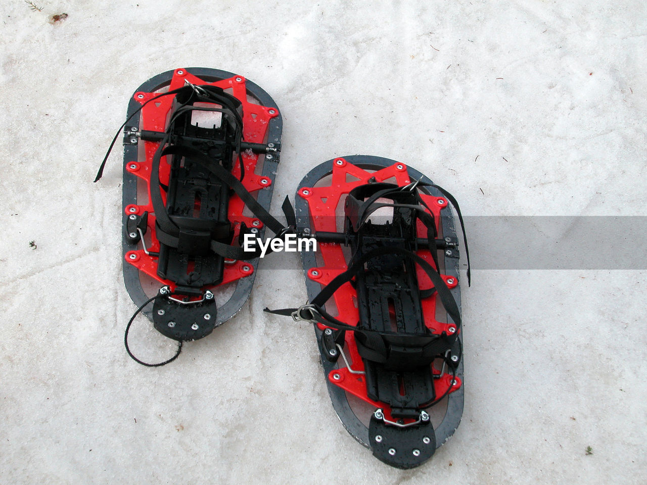 Hiking with snowshoes in winter, outdoor sports in the mountains