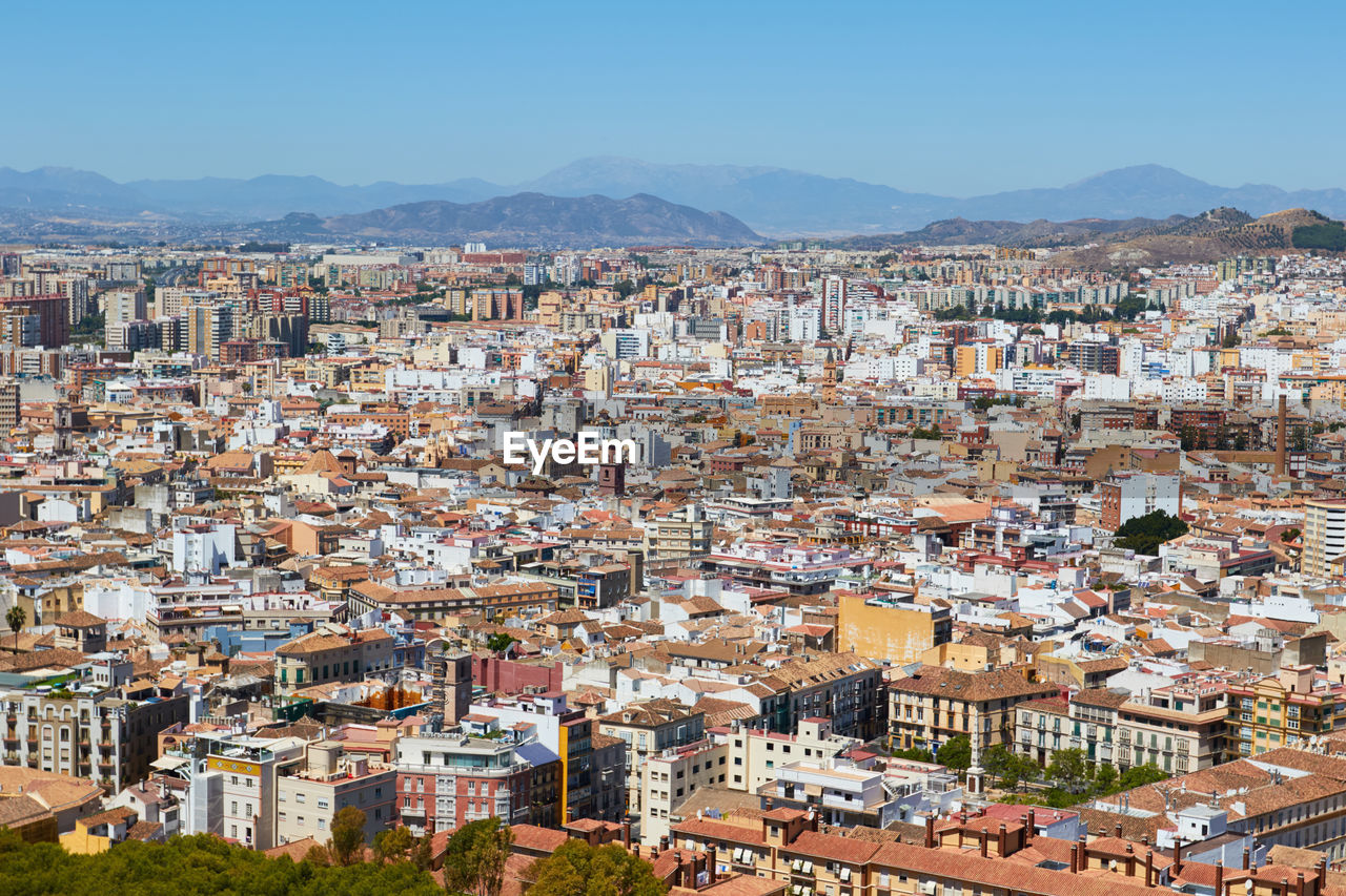 High angle view of townscape against sky