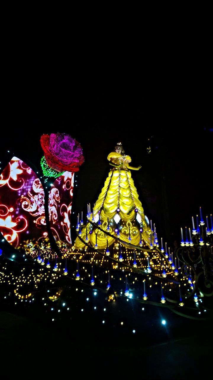 LOW ANGLE VIEW OF ILLUMINATED LANTERNS