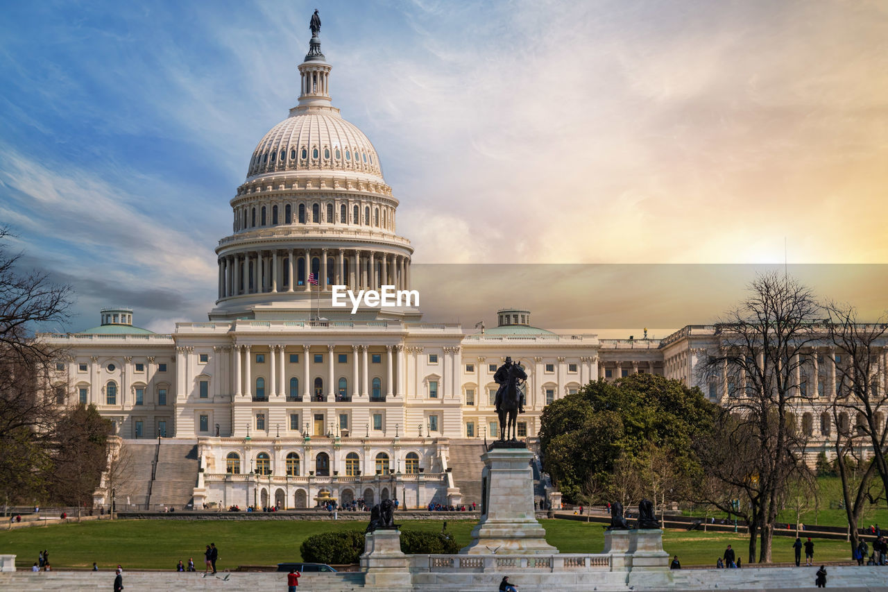 The united states capitol building at sunset, washington dc, usa.