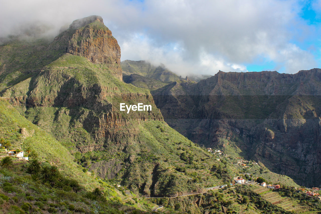 Scenic view of mountains against sky