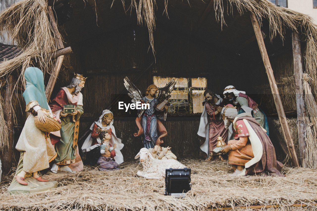 Close-up of nativity scene