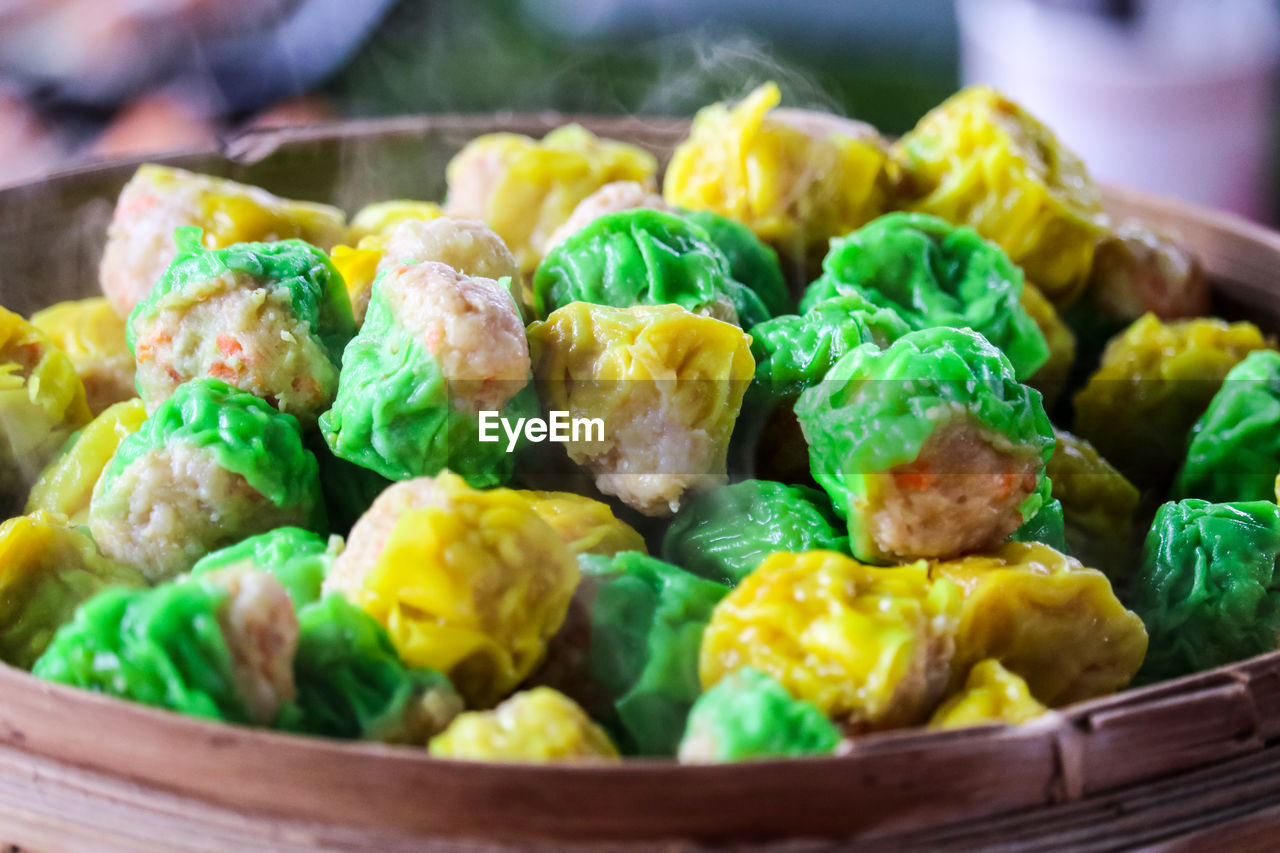 Close-up of fresh vegetables in bowl on table