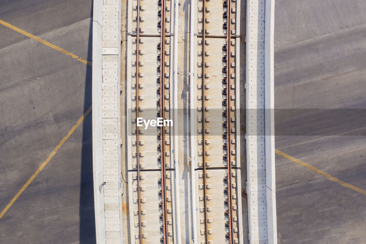 Aerial view of railroad tracks