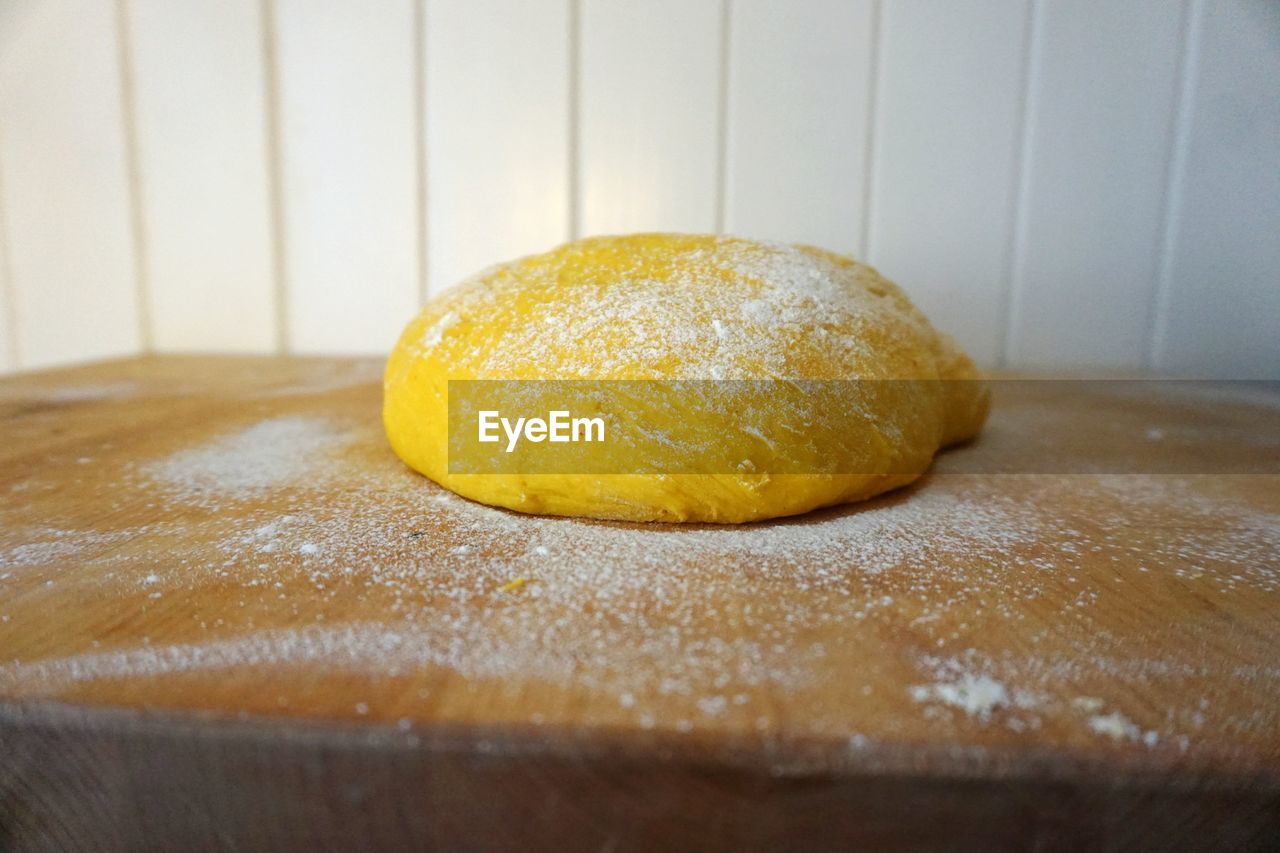 Close-up of pastry dough on table