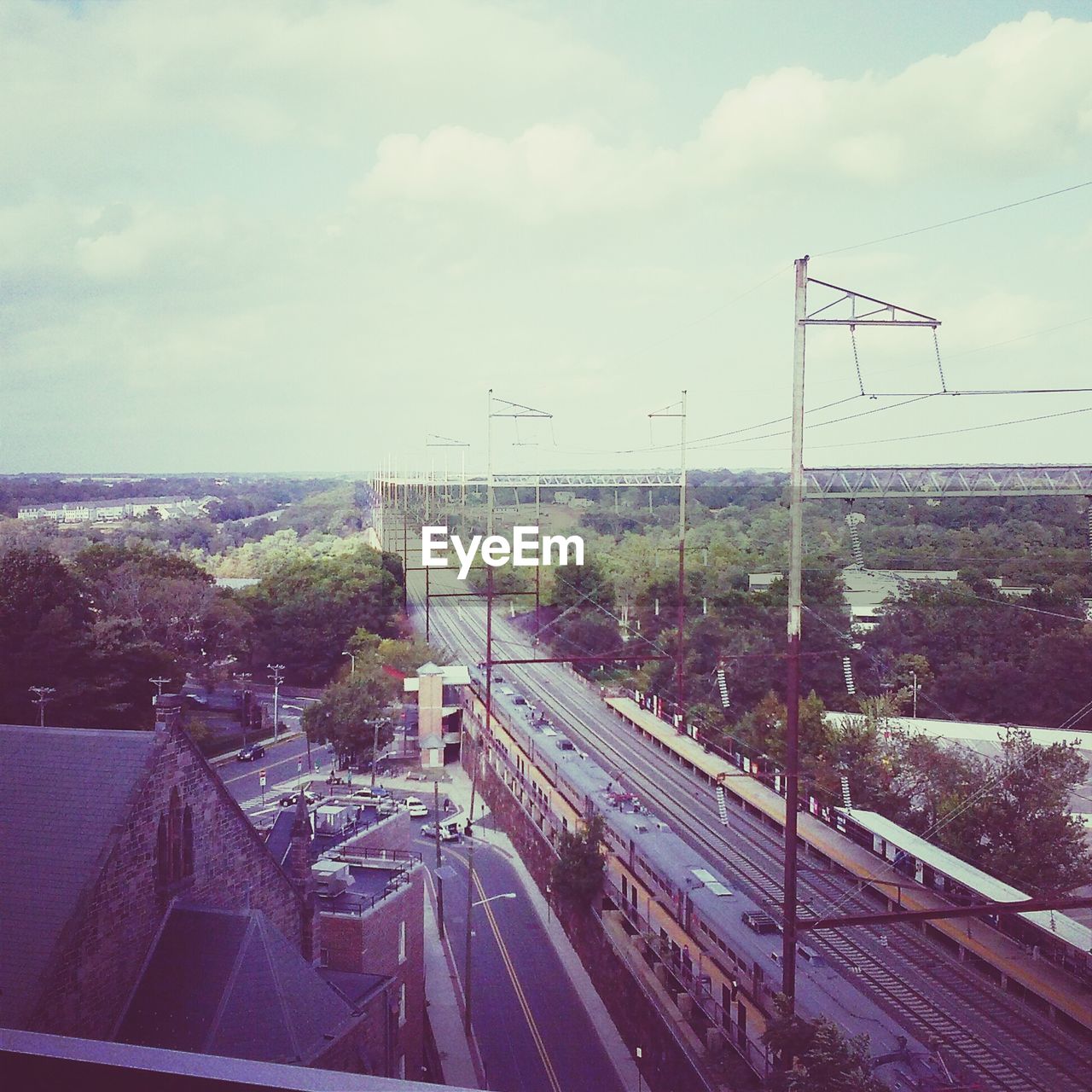 High angle view of railroad track