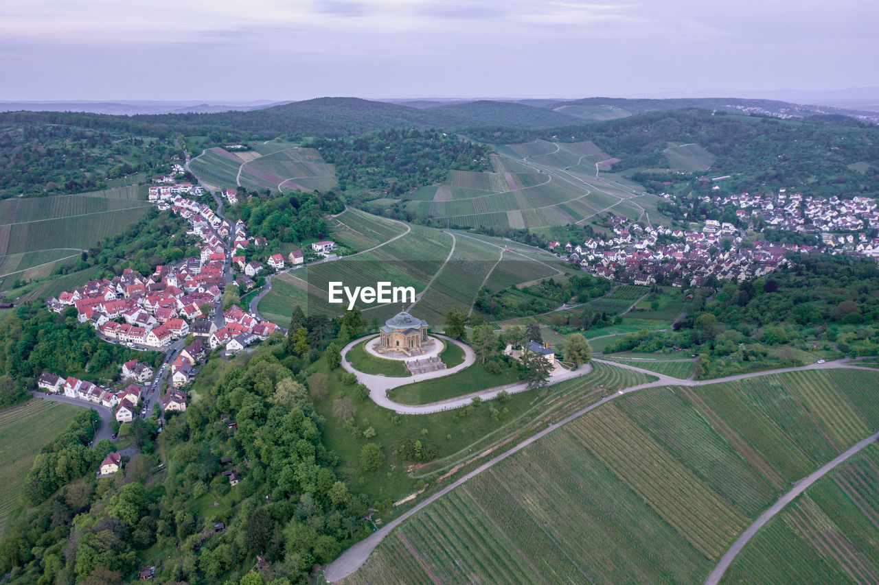 Aerial view of grabkapelle stuttgart, rotenberg