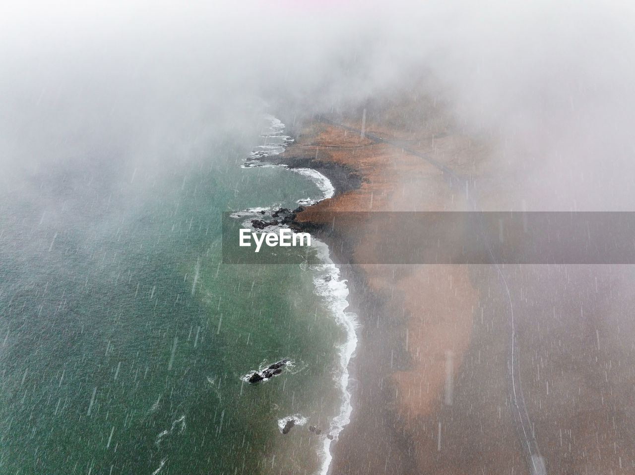 Aerial icelandic landscape at ketubjorg in the evening dusk.