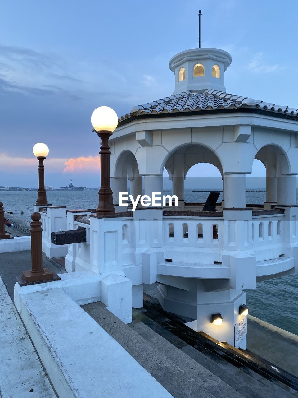 Corpus christi seawall at twilight