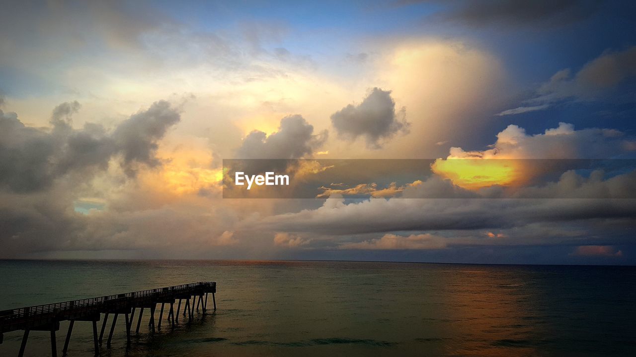PANORAMIC VIEW OF SEA AGAINST SKY DURING SUNSET