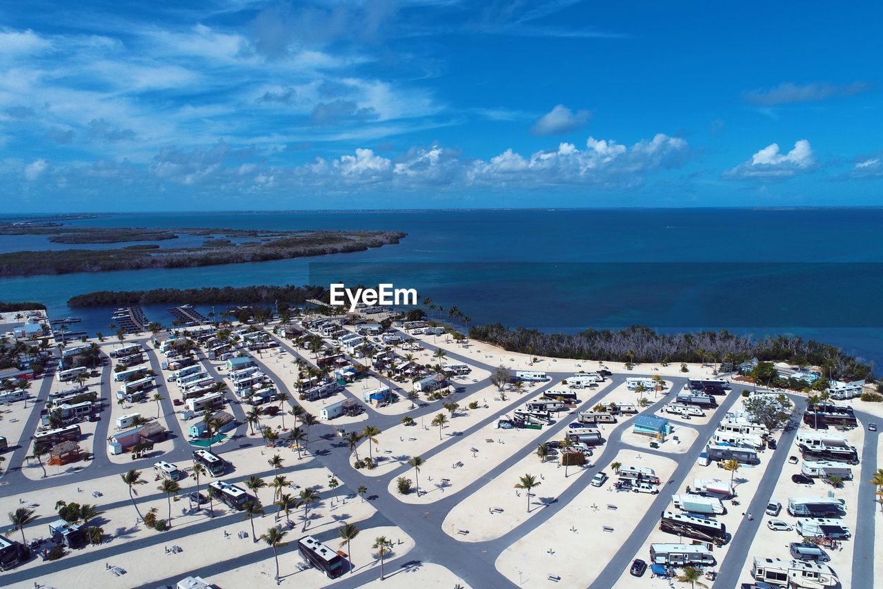 High angle view of sea against sky