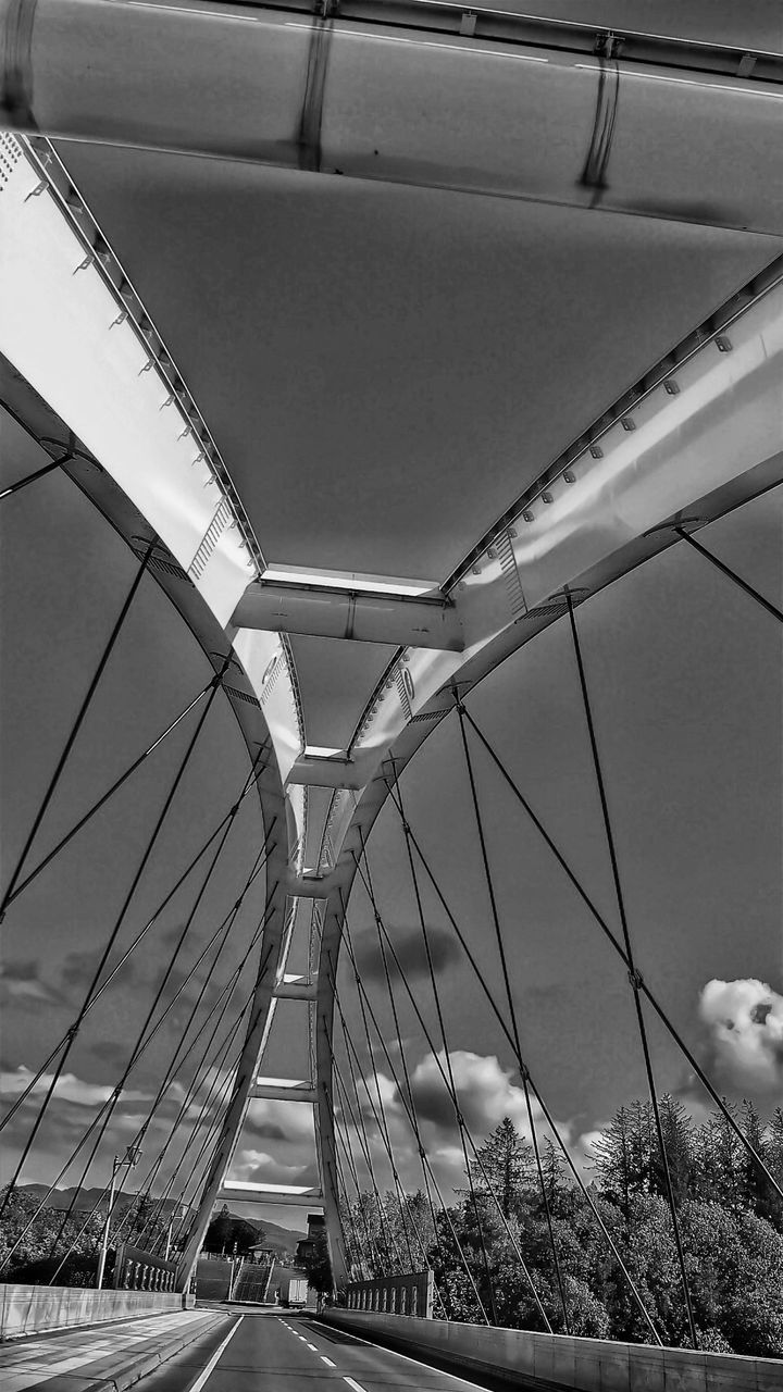 Surface level of road on bridge against the sky