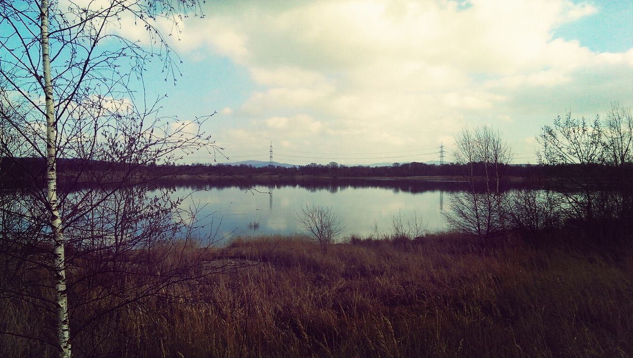 SCENIC VIEW OF LAKE AGAINST SKY