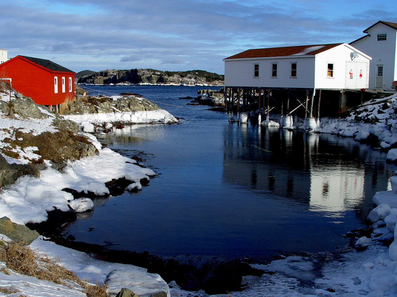 Scenic view of sea against sky during winter