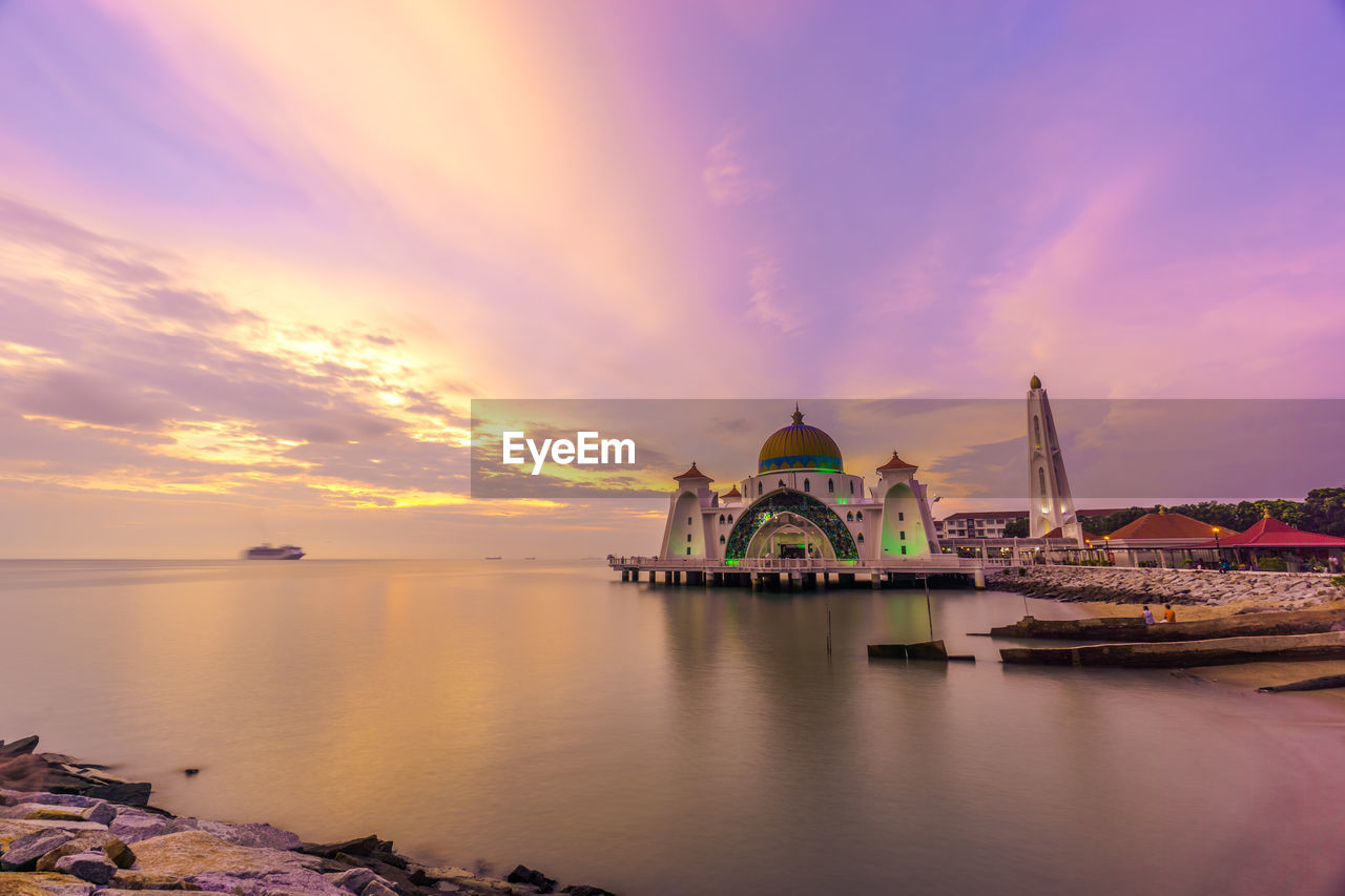 VIEW OF TEMPLE AT SUNSET