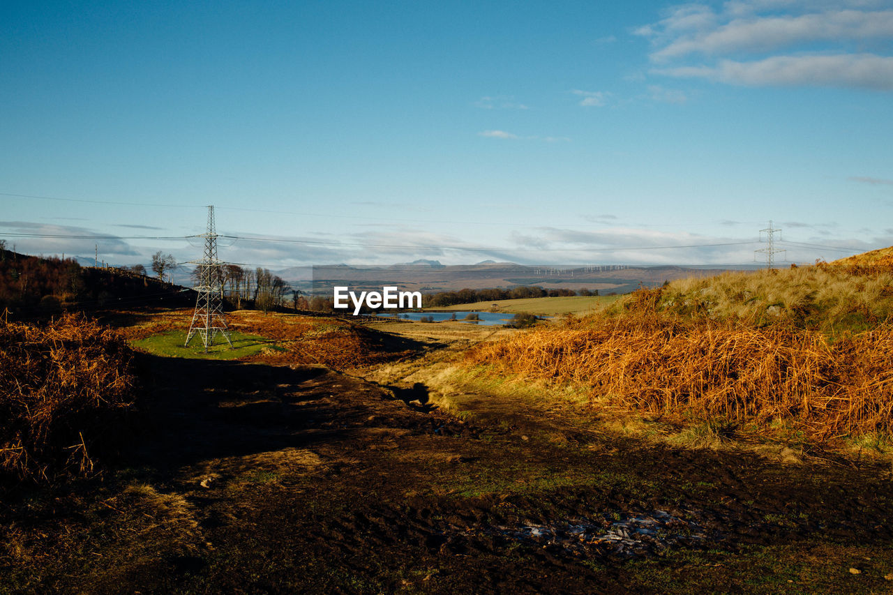 Scenic view of landscape against sky at dumyat