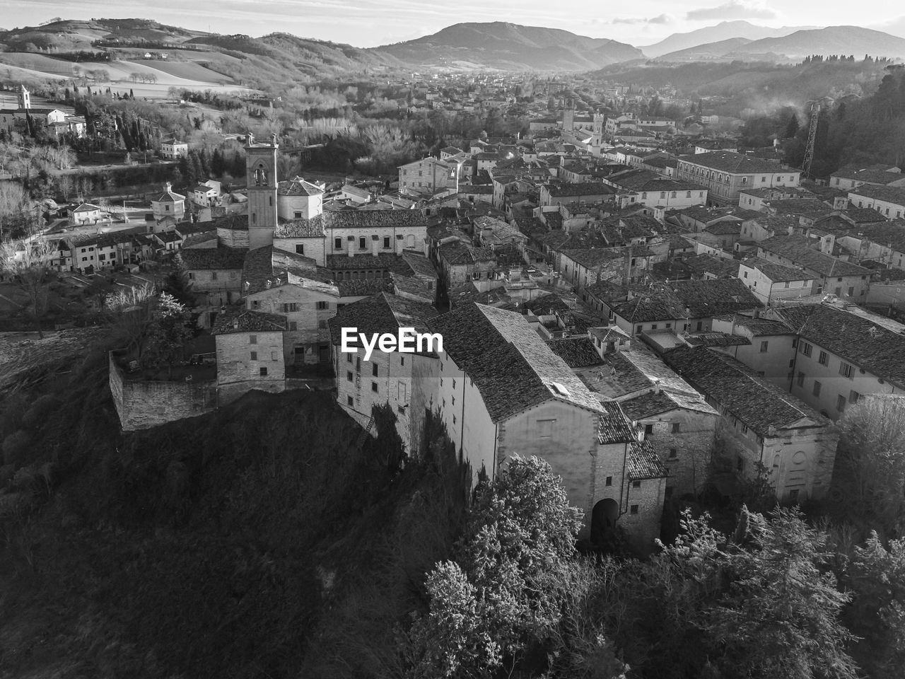 Aerial view of the medieval village of pergola