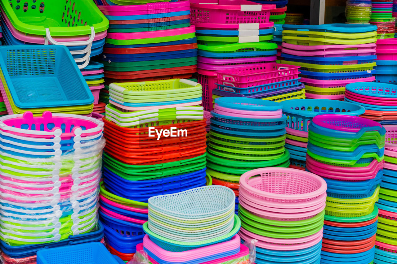 Full frame shot of multi colored for sale at market stall