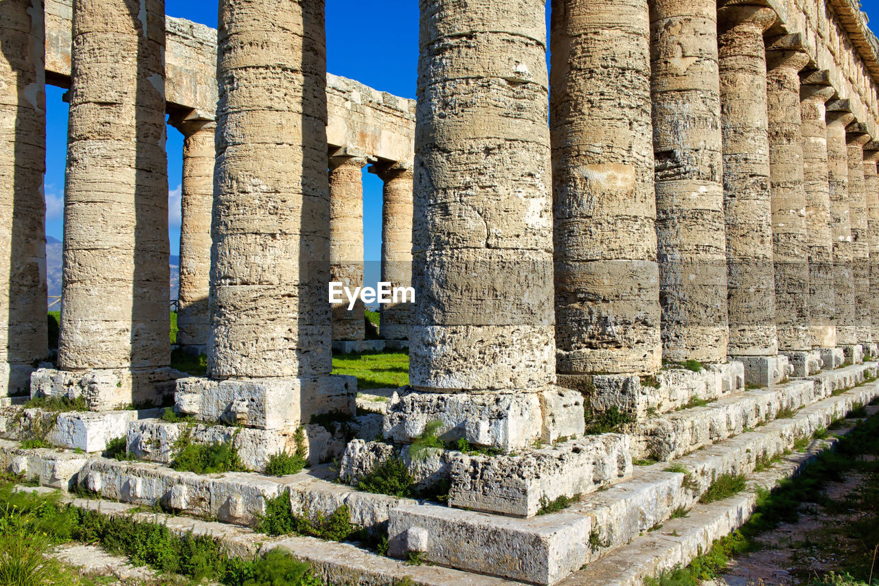 Italy, sicily, segesta - greek temple counts of 36 columns