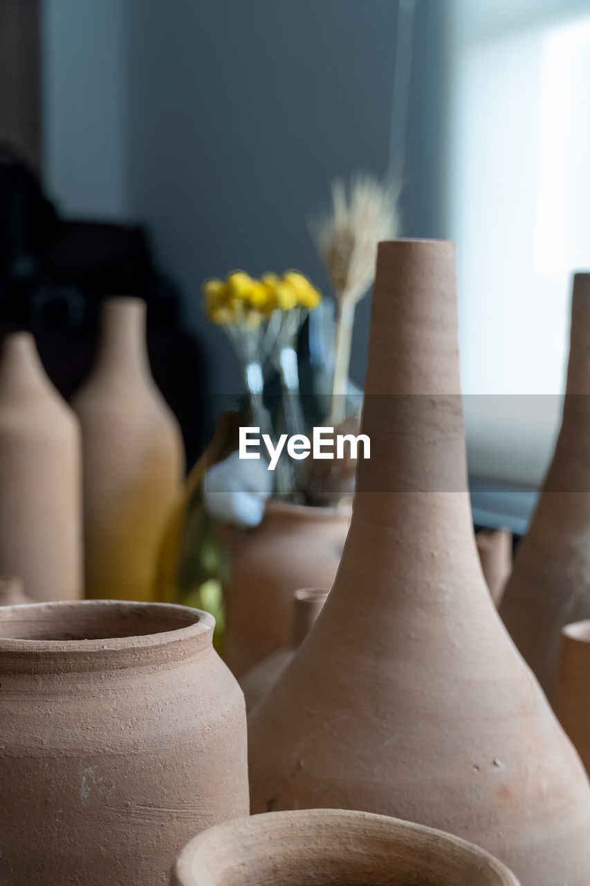 Terracotta clay vases for space decoration terracotta colors