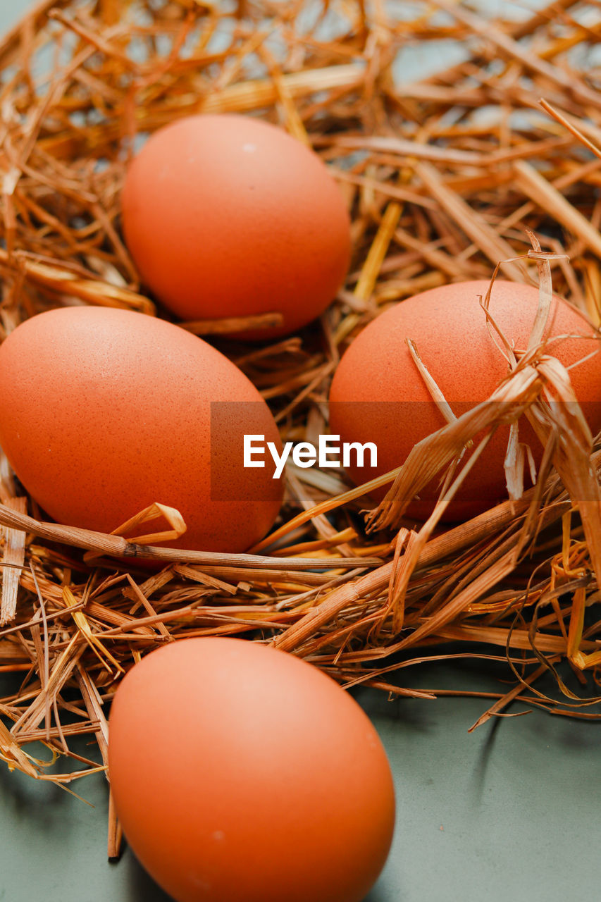 Close-up of eggs in basket