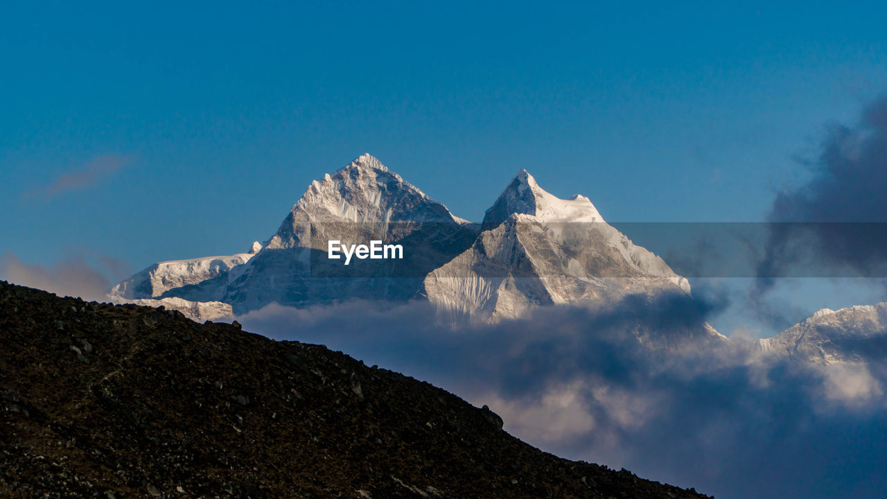 View of mountain peak during everest base camp trek
