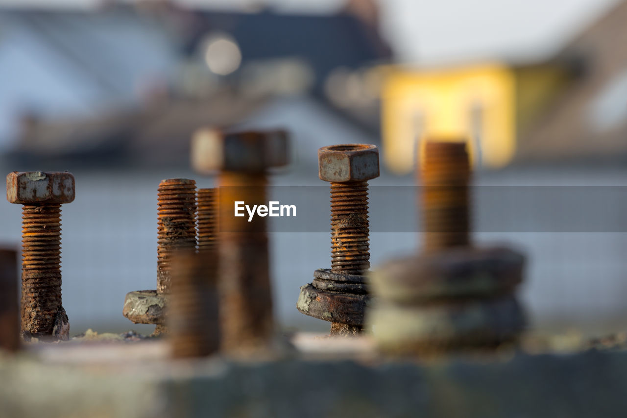 Close-up of rusty nails
