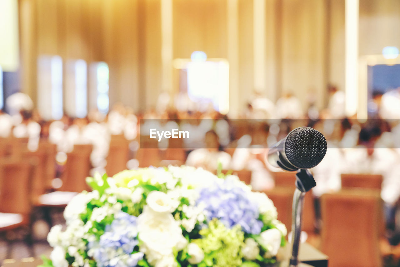 Close-up of microphone during wedding ceremony