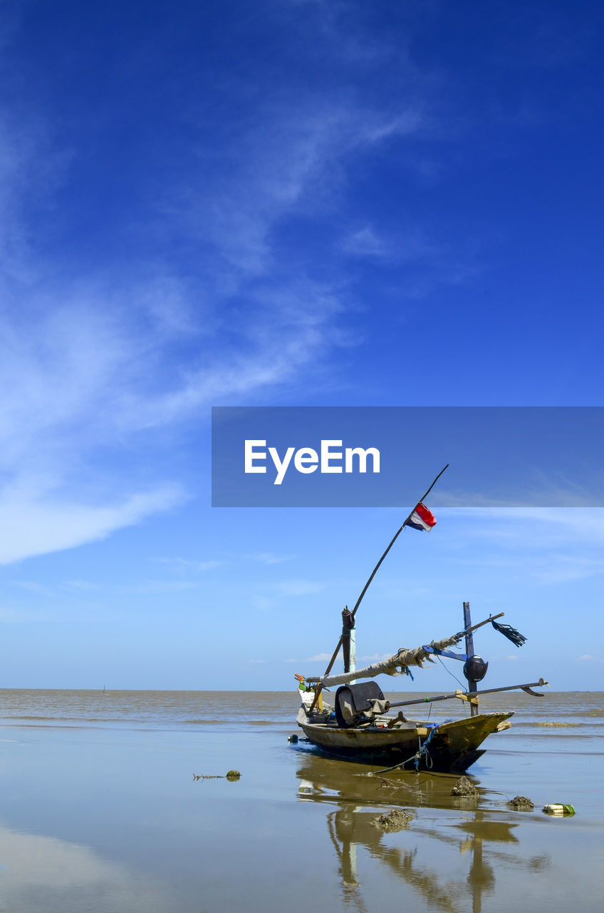 Traditional fishing boat in madura island, east java, indonesia
