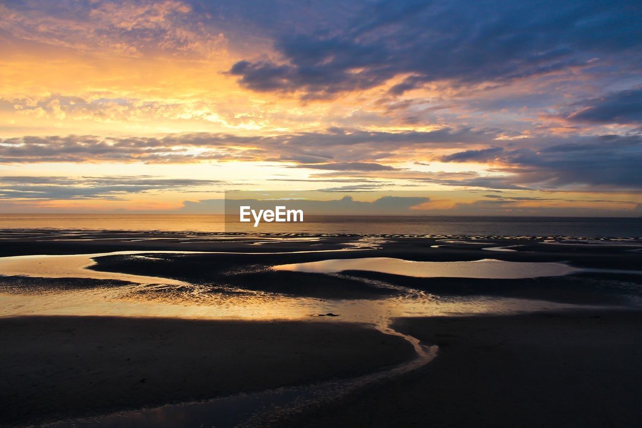 Dramatic sky over sea during sunset