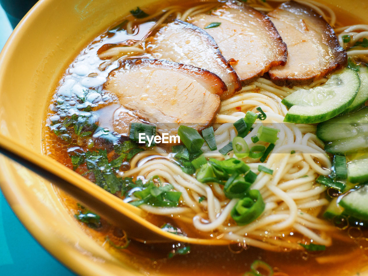 Close-up of noodle soup served in bowl