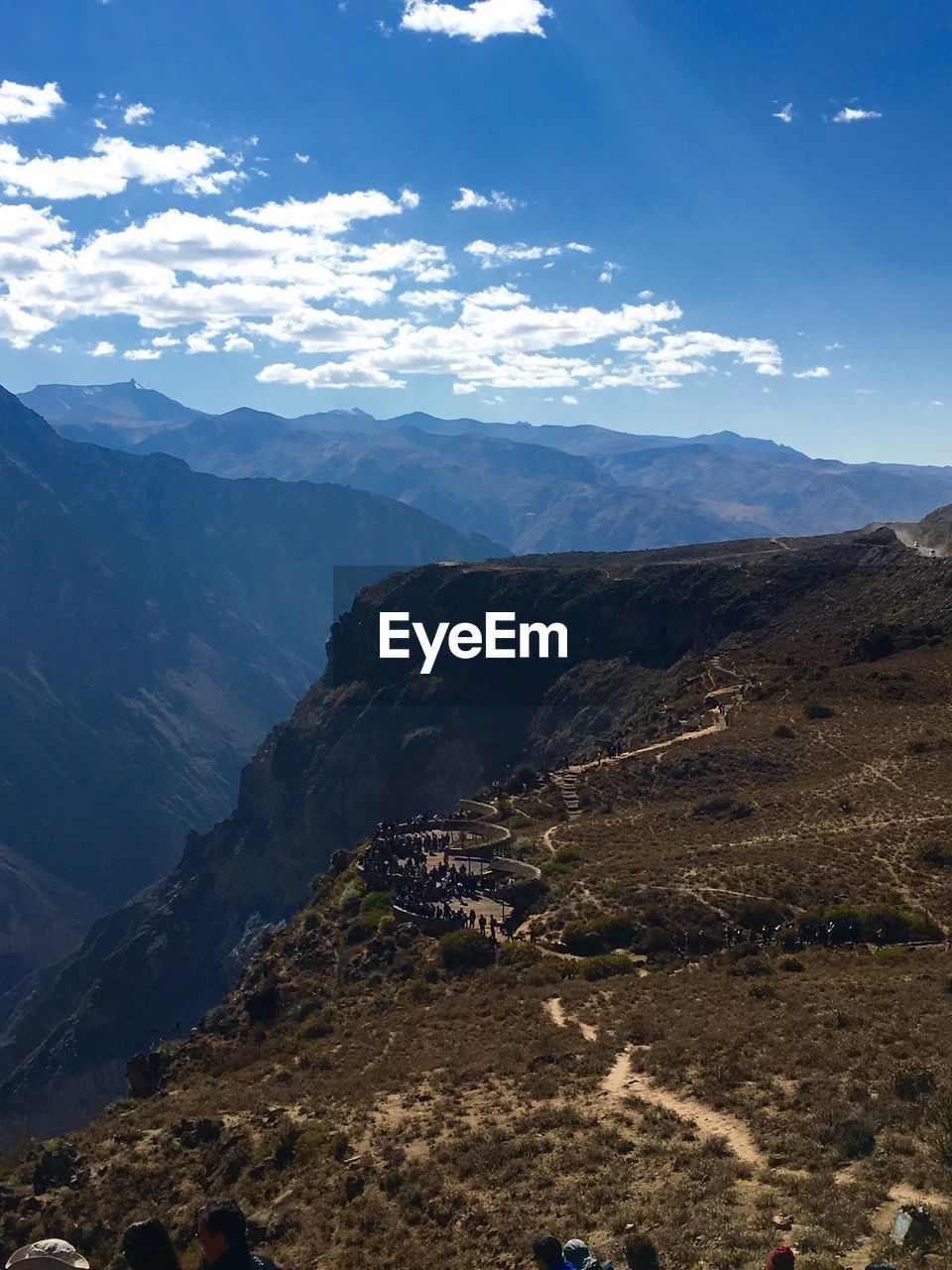 High angle view of people on mountain