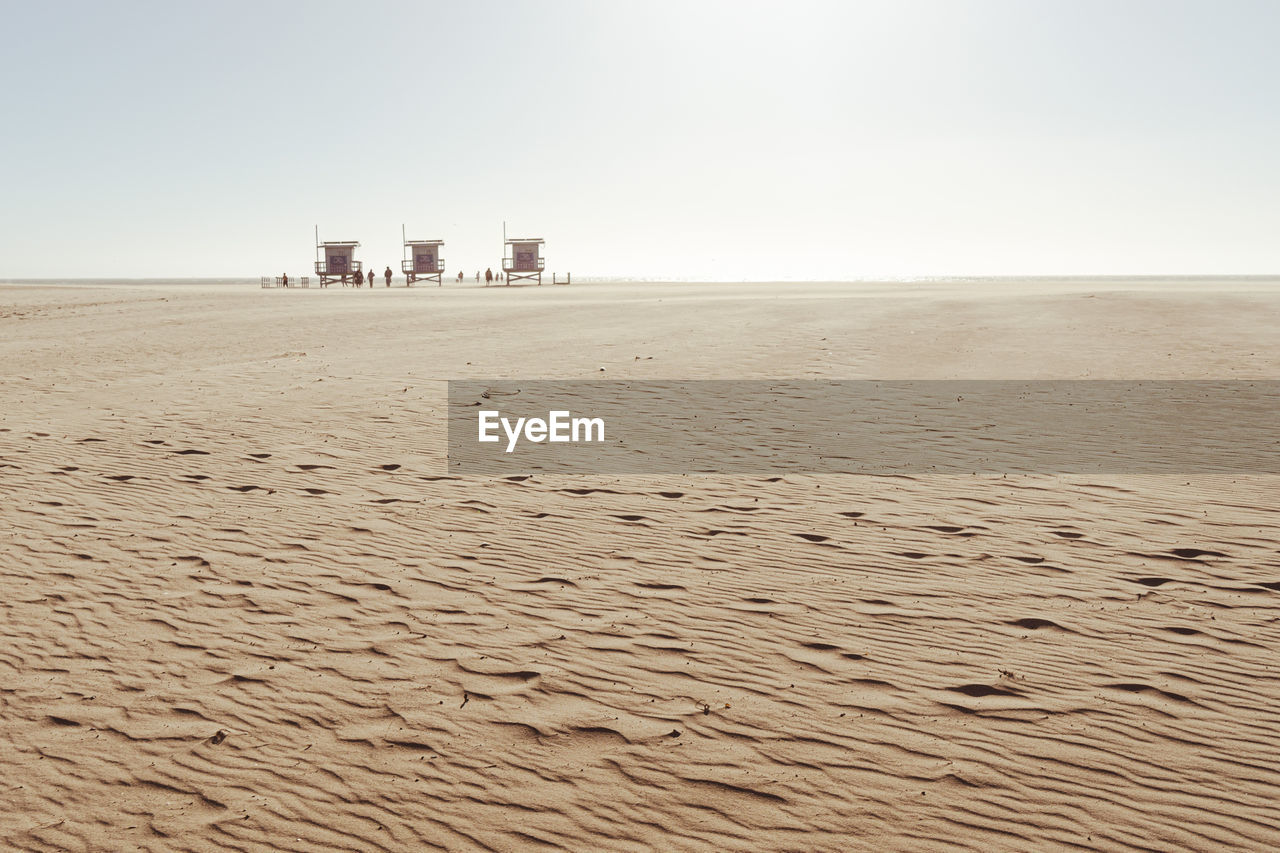 Scenic view of beach against clear sky