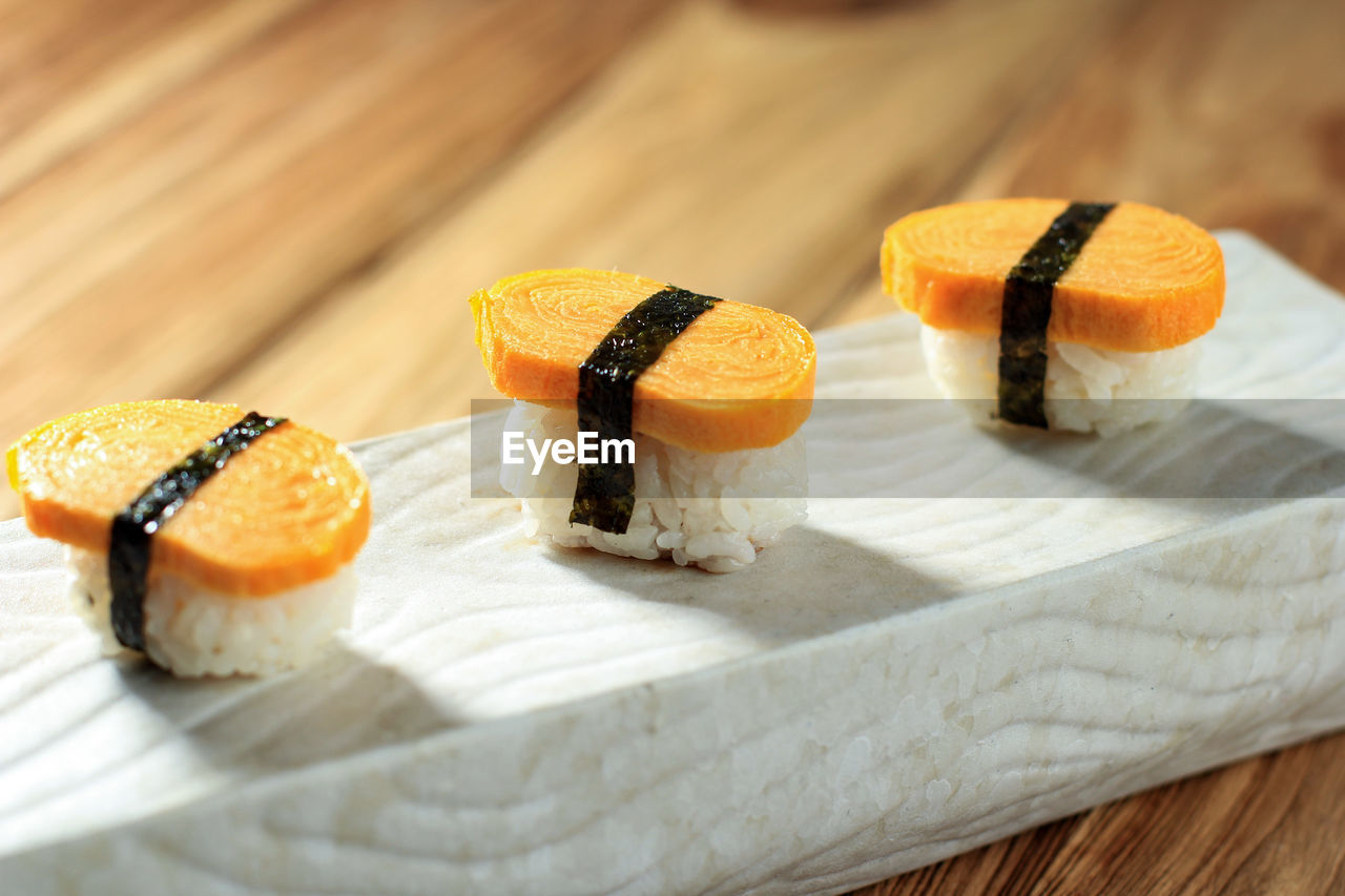 close-up of dessert in plate on table