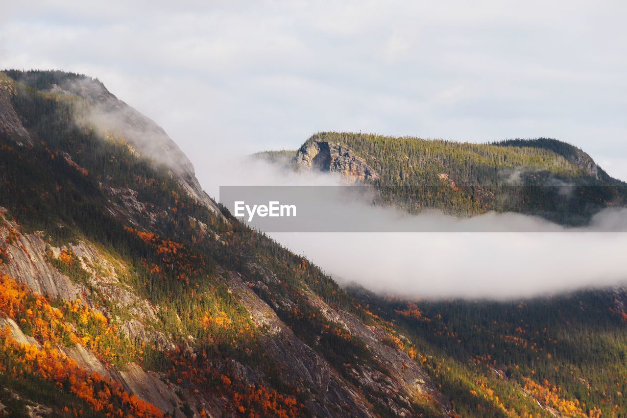 View of volcanic landscape against sky