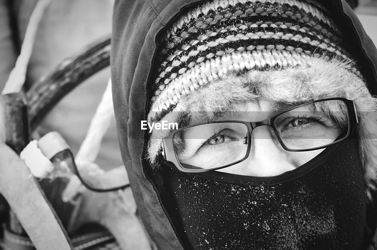 Portrait of person wearing mask