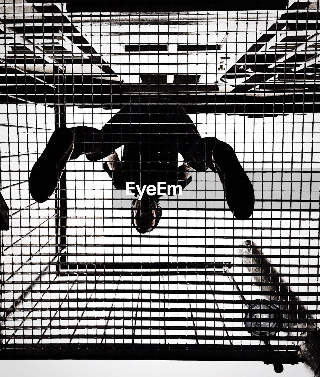 Directly below shot of person standing on metal grate