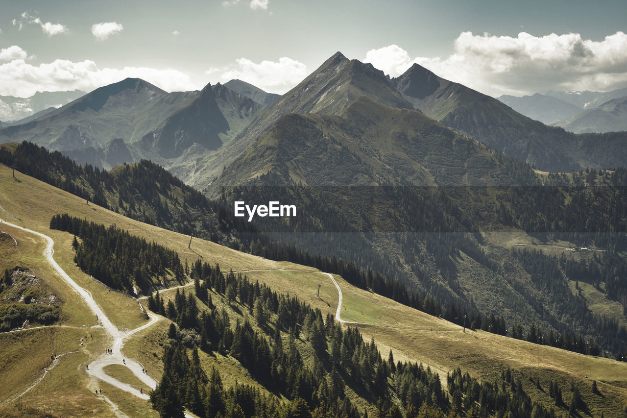 Scenic view of mountains against sky