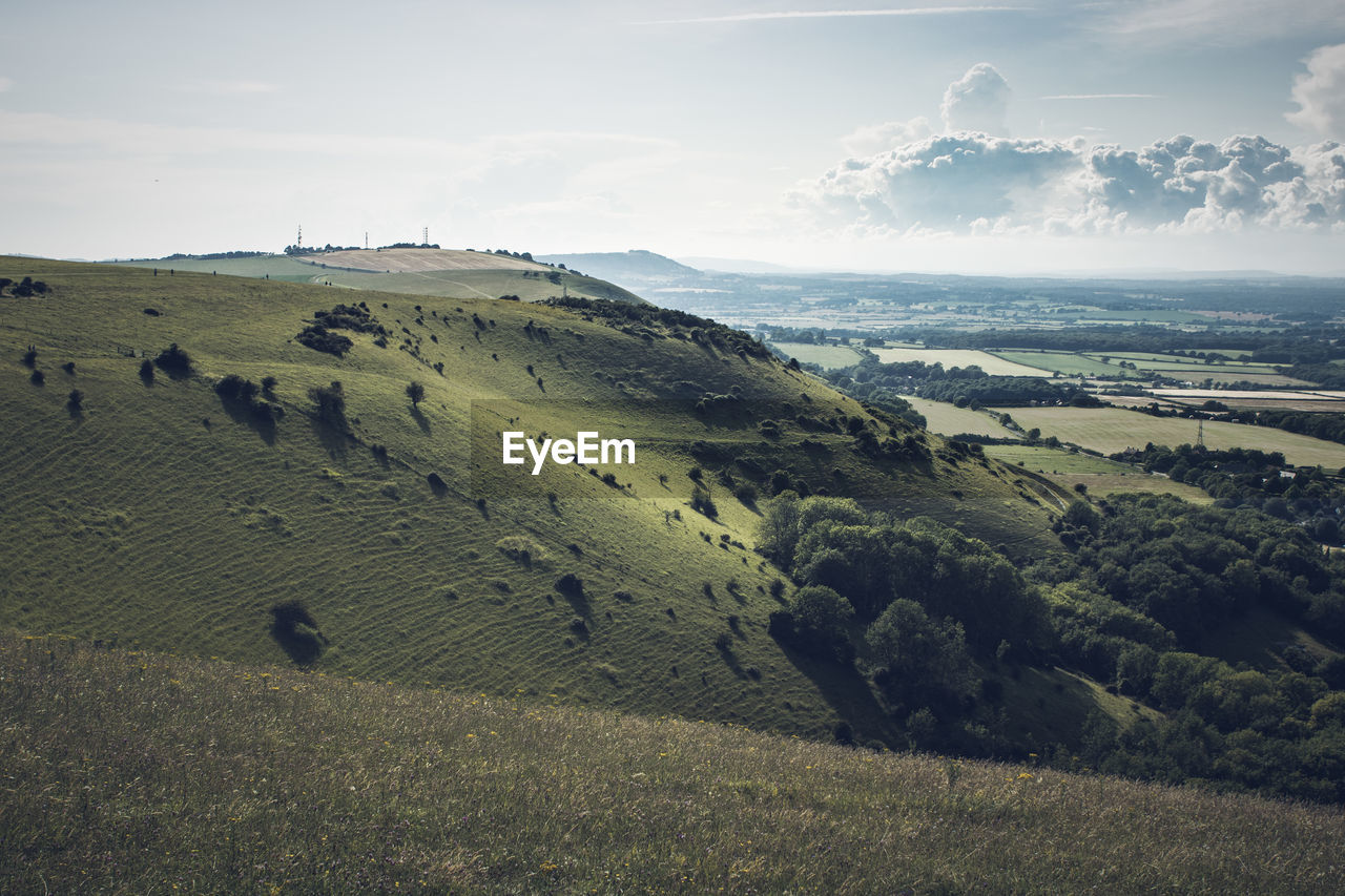 Scenic view of land against sky