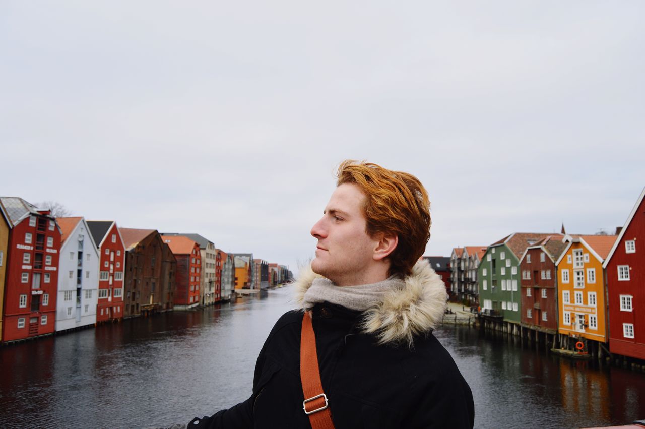 Man on against water and sky