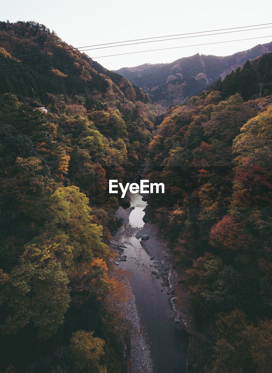 Scenic view of mountains against sky during autumn