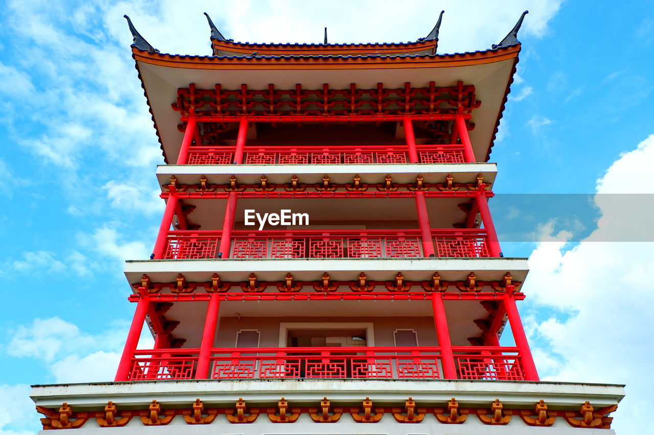 Low angle view of traditional building against sky