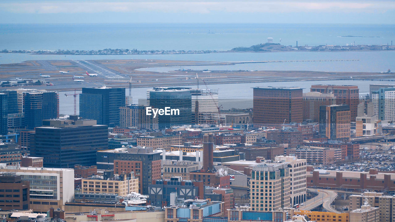 high angle view of cityscape against sky