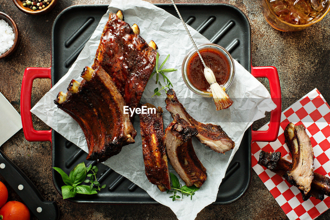 high angle view of food in plate on table