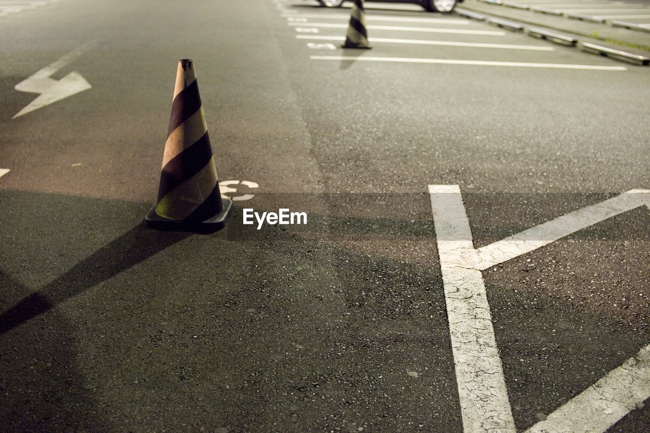 Traffic cone on street