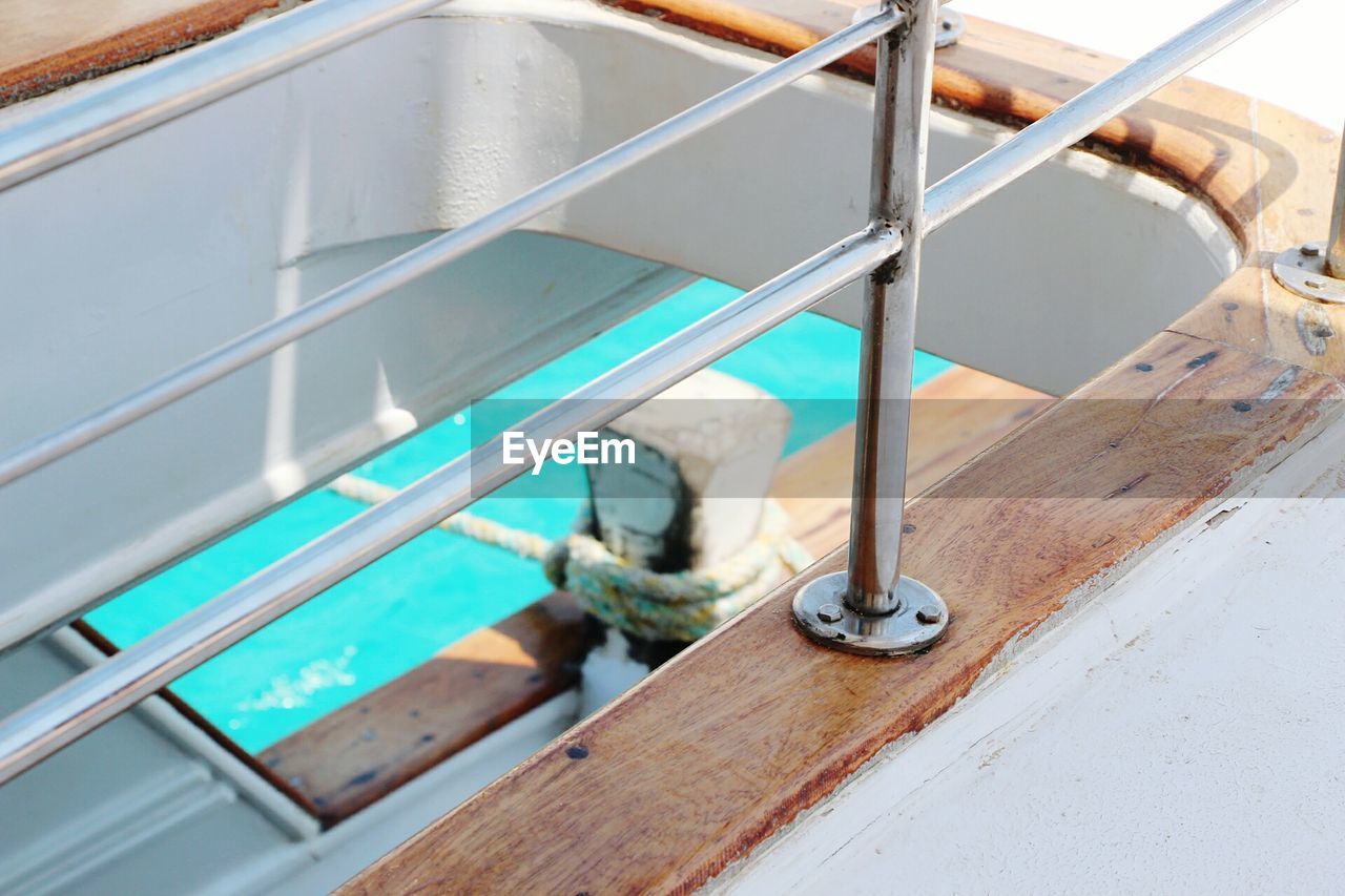 HIGH ANGLE VIEW OF SWIMMING POOL AGAINST THE WALL
