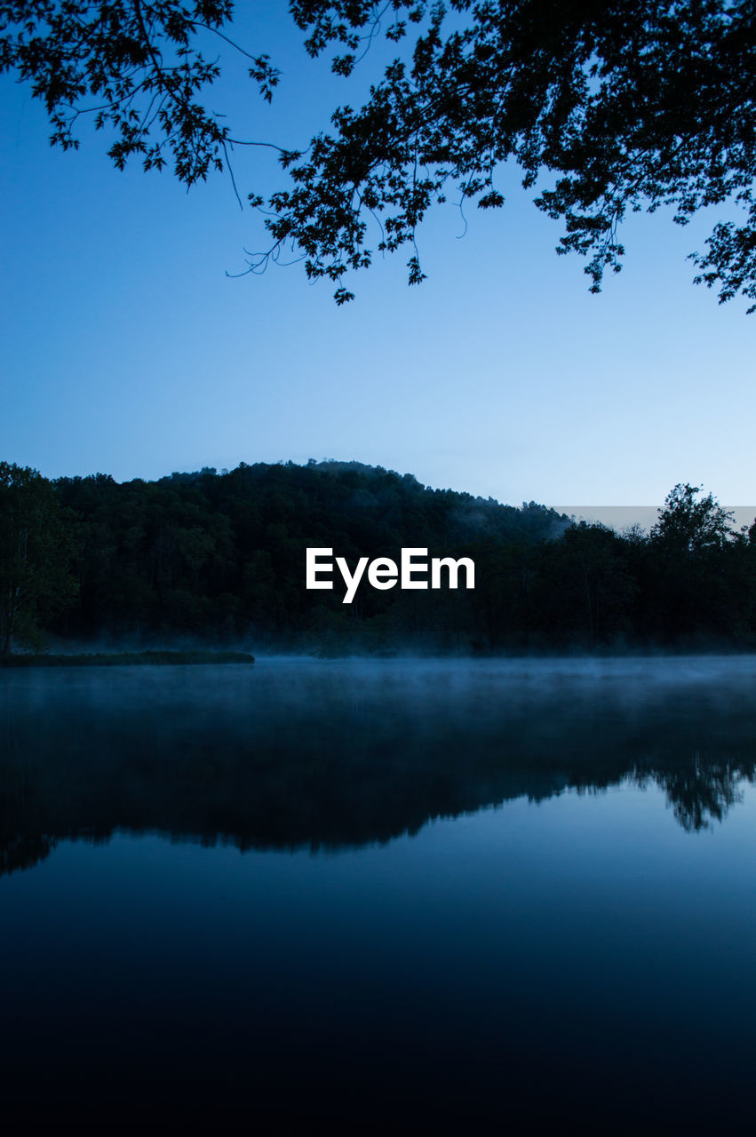 SCENIC VIEW OF LAKE AGAINST CLEAR SKY