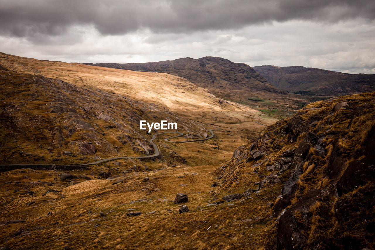 Scenic view of landscape and mountains against sky